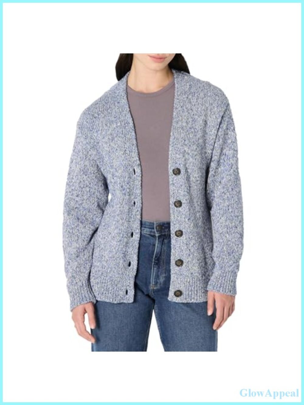 Oversized Heavyweight Cotton Blend Cardigan with Deep V-Neck